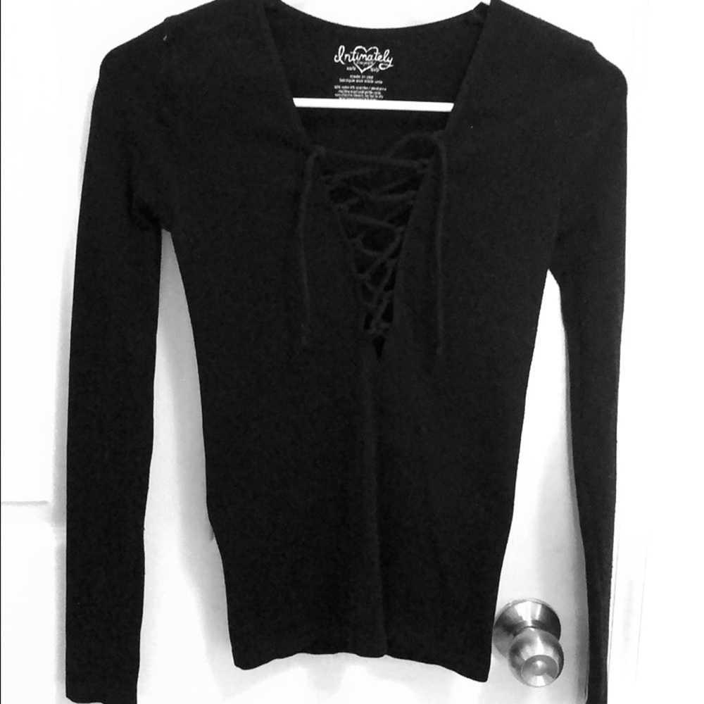 Black lace up free people top